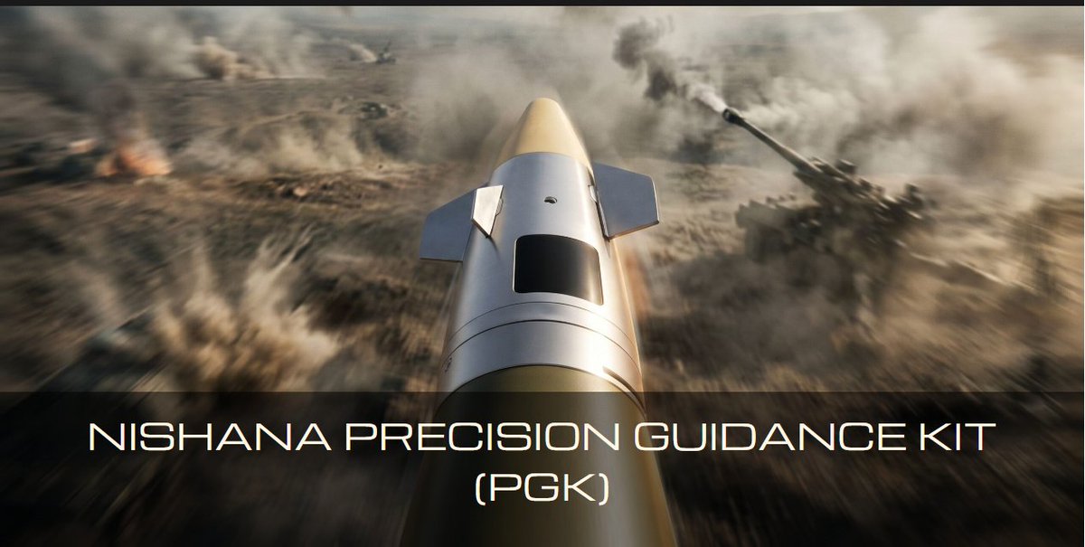 Ahmed_kv44's tweet photo. Another notable system from GIDS is the NISHANA Precision Guidance Kit (PGK).

It upgrades standard artillery shells with GPS guidance, reportedly extending precision strikes to 40 km while improving accuracy, reducing ammunition expenditure, and limiting collateral damage. https://t.co/FxkCYLRWCI