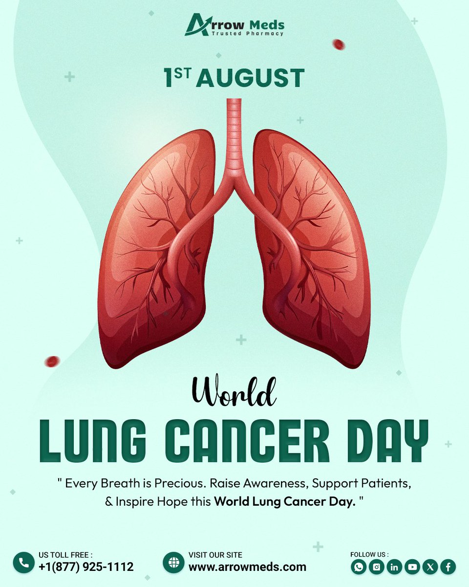arrowmeds's tweet photo. π This World Lung Cancer Day, Spread Awareness and Inspire Hope π
#WorldLungCancerDay
#LungCancerAwareness
#HealthyLungs
#EarlyDetection
#TogetherForHope https://t.co/pLKuEMFDRU