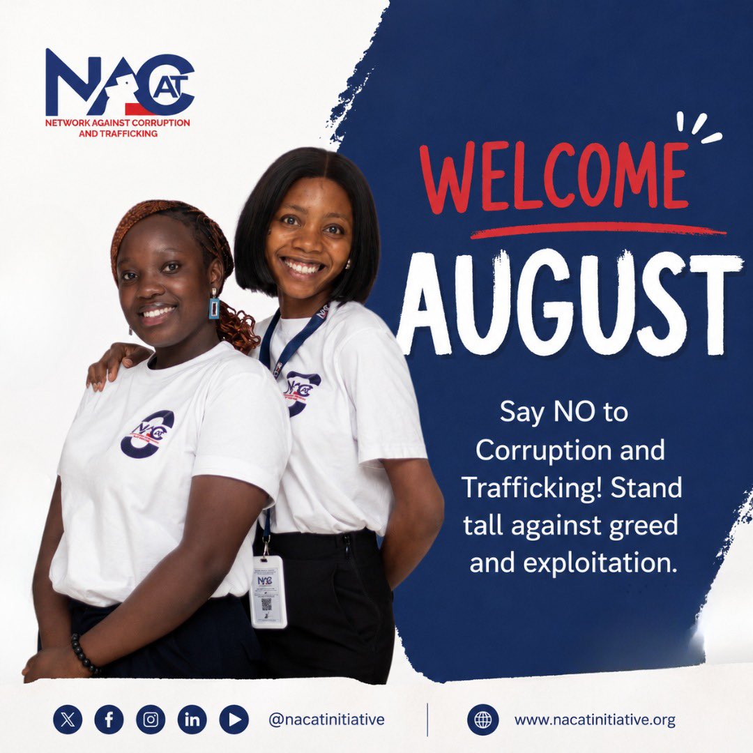 NacatInitiative's tweet photo. August is here, and so is our renewed commitment to transparency, accountability, and the fight against corruption and trafficking.
Let’s make every day count toward a safer, fairer Nigeria.
Join the movement. #NACAT https://t.co/uzXUsiGinl