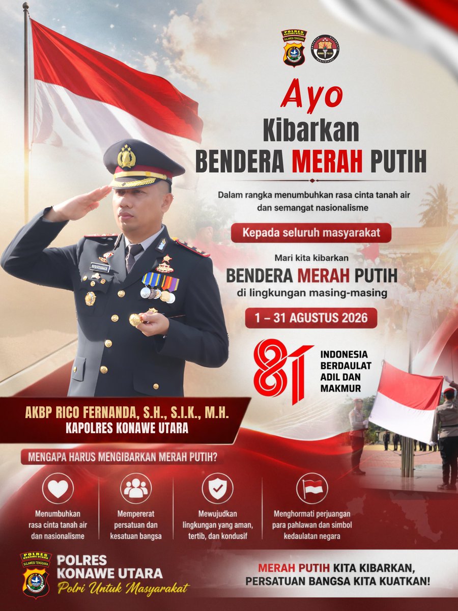 KonutHumas15829's tweet photo. Ayo serentak Kibarkan Bendera Merah Putih 🇲🇨 

#harimerdeka 
#indonesiamerdeka 
#hutri81 https://t.co/irF8MuGvKc