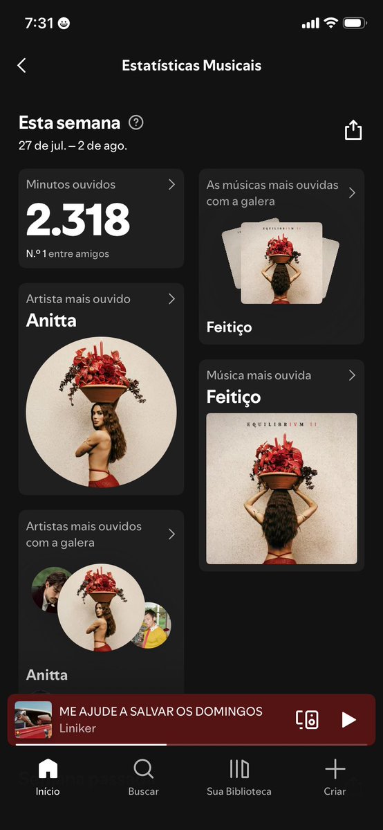 martinszguii's tweet photo. eu fui a única pessoa que não postou a retrospectiva pq essa bosta só aparece as estatísticas das semanas @Spotify @SpotifyBrasil EU QUERO A CÁPSULA ANTIGAAAAAA https://t.co/N3W1KxXeJM