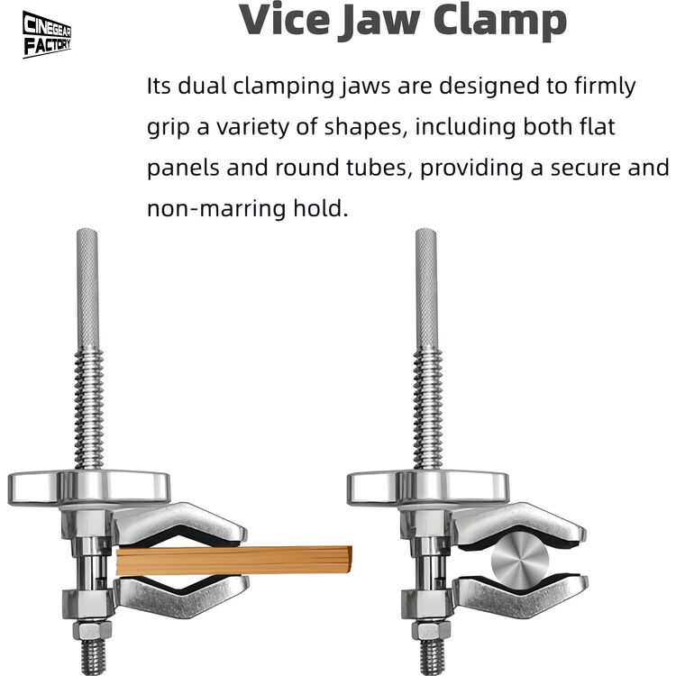 cinegearfactory's tweet photo. Caterpillar Vice Jaw Clamps by @cinegearfactory : lightweight aluminum rigging for every setup — 2.4" to 16" sizes, grips tubes & flats, universal 5/8" baby stud💯
Shop now https://t.co/gAGzZhmPKx📦
#vicejawclamp #studioclamp #lightgrip #lightgear #gaffer https://t.co/r2RUXgurN3