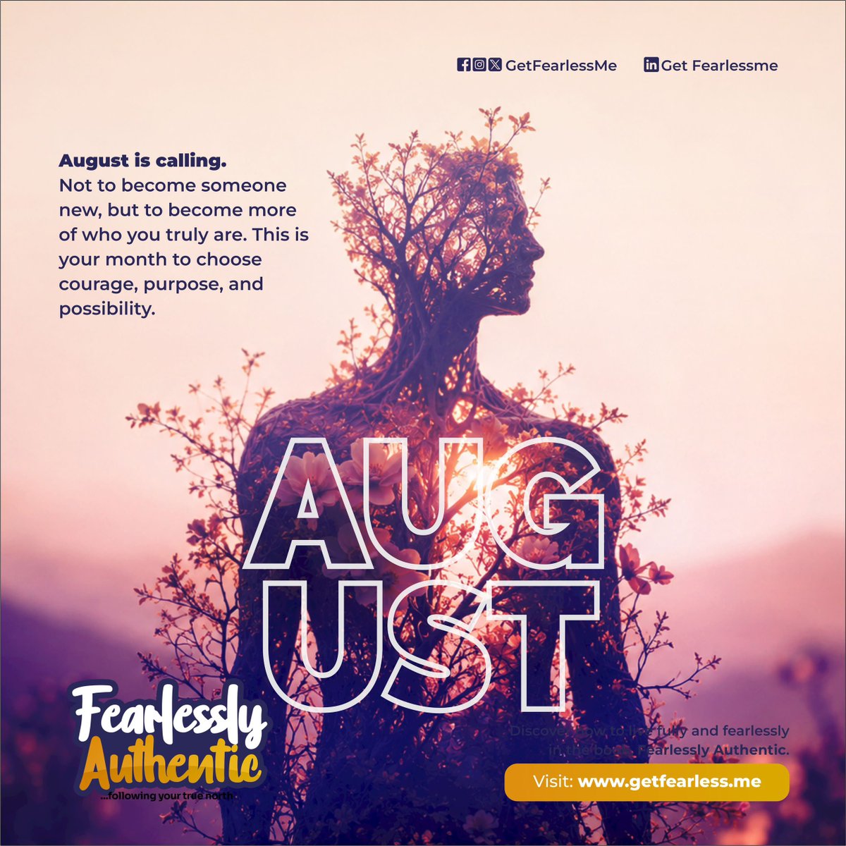 GetFearlessMe's tweet photo. Who are you becoming this August?
Follow Fearlessly Authentic for more reflections that inspire courageous and purposeful living.

#FearlesslyAuthentic #AugustReflection #ChooseCourage #LiveWithPurpose #AuthenticLiving https://t.co/9qPVR7ZJi7