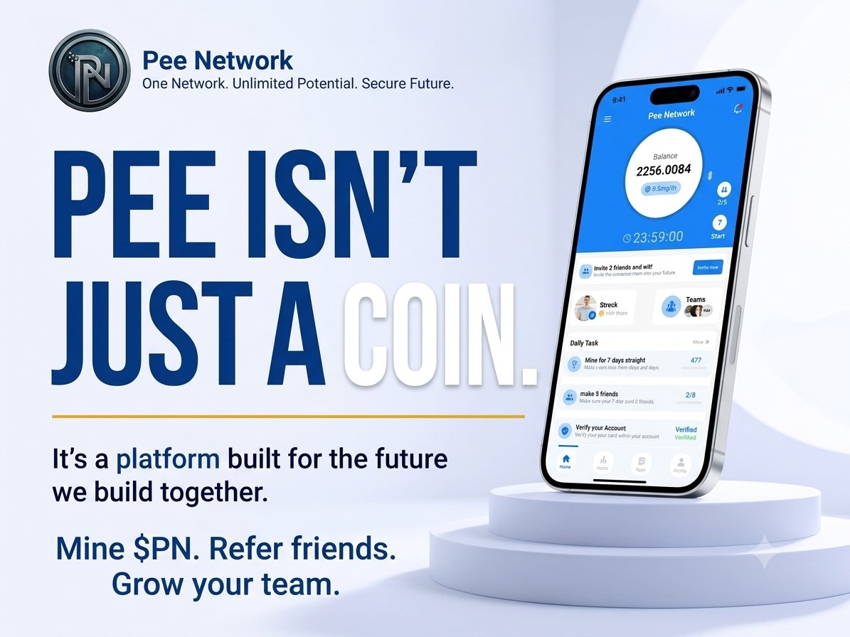 PeeNetwork_tech's tweet photo. Mining $PN daily is more than a habit. It's a commitment to the future.

Every mining session strengthens your participation in an ecosystem designed for long-term growth.

One Network. Unlimited Potential. A Secure Future.

Pee Network is building a decentralized, secure, and scalable infrastructure where people from around the world can participate, connect, and contribute to a trusted digital economy.

The strength of this network lies in its community. The potential of this network lies in its vision. The future of this network is being built today.

Keep mining $PN every day.

Stay active.

Invite others.

Together, we're unlocking the unlimited potential of Pee Network.

#PeeNetwork #CryptoAirdrop #MobileMining #Blockchain