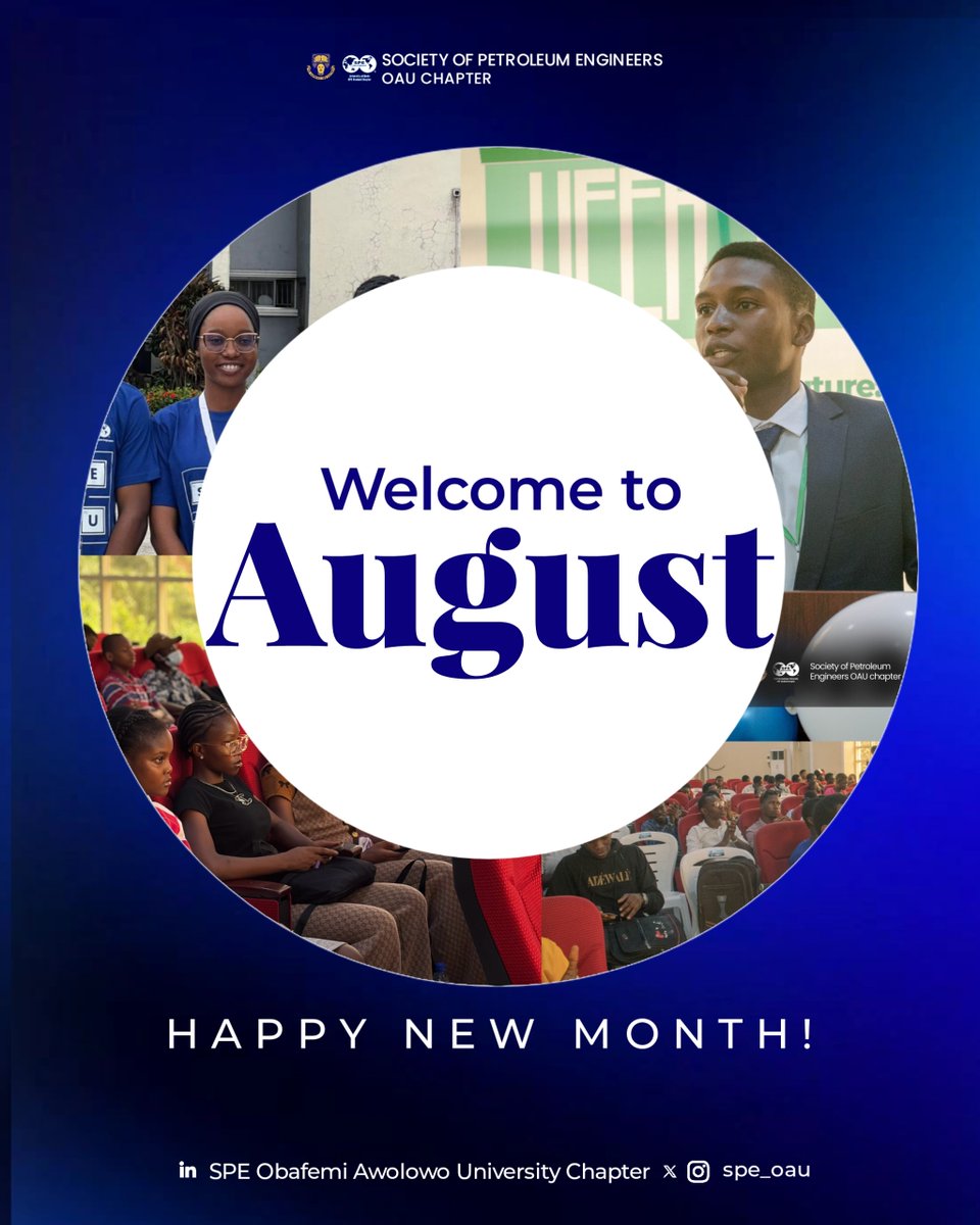 spe_oau's tweet photo. Happy New Month, SPE OAU Family! 💙

Welcome to August! May this month bring you wisdom, strength, and countless opportunities to grow. May your efforts be rewarded, your goals become reality, and your journey be filled with favor and success.

Keep learning, keep innovating, and https://t.co/C3CotBzXcJ