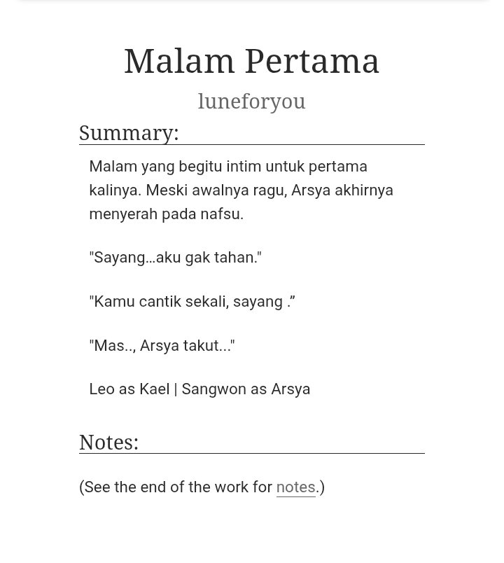 luneforyou_'s tweet photo. leowon au on AO3

" malam pertama " https://t.co/U3rQcgpc3Z