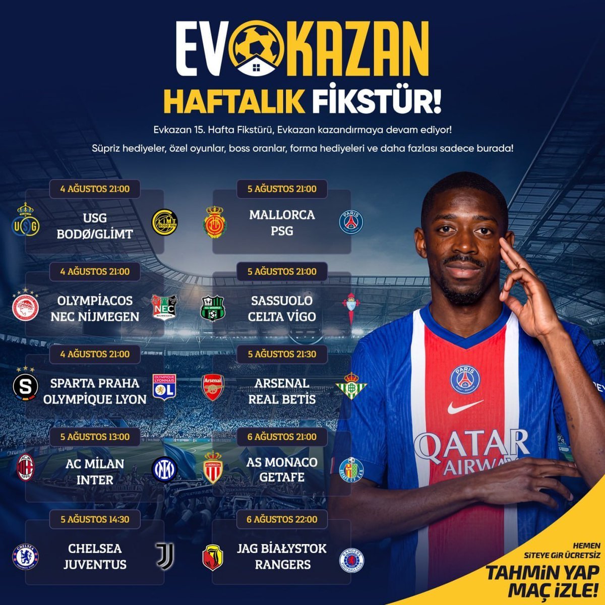 MrkingResmi's tweet photo. Haftanın En büyük Maçları Seni Bekliyor
EvKazan'da Bu Hafta:

#MRKING'de tahminini yap. Ödüllere ortak ol!
Hem de Ücretsiz! #cumartesi

🔗Güncel link profilde!
Mo Salah Sadettin Saran Cicaldau https://t.co/MYGo5I1Uqd