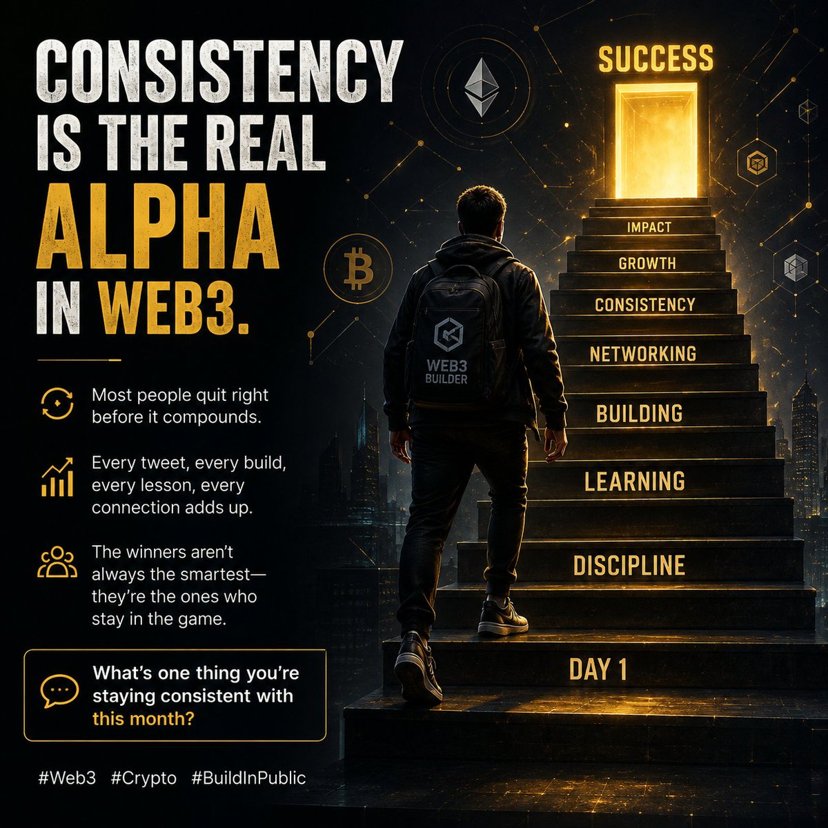 Vee09C's tweet photo. Consistency is the real alpha in Web3.
Most people quit right before it compounds.
What’s one thing you’re staying consistent with this month? https://t.co/PrLPRaIlY8
