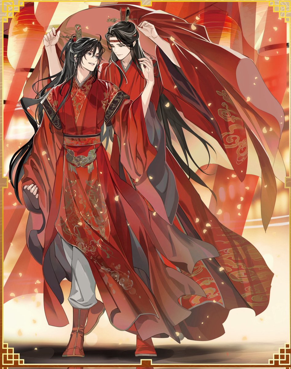 Elizabethswwann's tweet photo. Wangxian in red robes will forever be my favourite genre. the most beautiful married couple to ever exist ♥️♥️♥️ https://t.co/TNIkgeuzN0