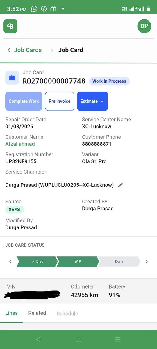 Ajmalmirza88's tweet photo. @OlaElectric @bhash 
Job card RO2700000007748 opened today at XC-Lucknow — VCU part now says 1-2 MONTHS wait. 
Scooter ran fine for 42,955 km until your software update broke it, and you’re charging me ₹17,732 for YOUR fault?! Free replacement + compensation, @jagograhakjago https://t.co/fG9qK8bv1x