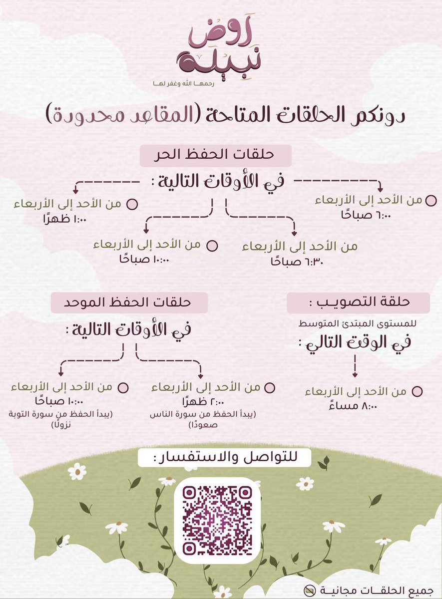 nabiilh0's tweet photo. دونكم الحلقات المتاحة للتسجيل إن شاء الله🌸 https://t.co/BVAvyQdJyr