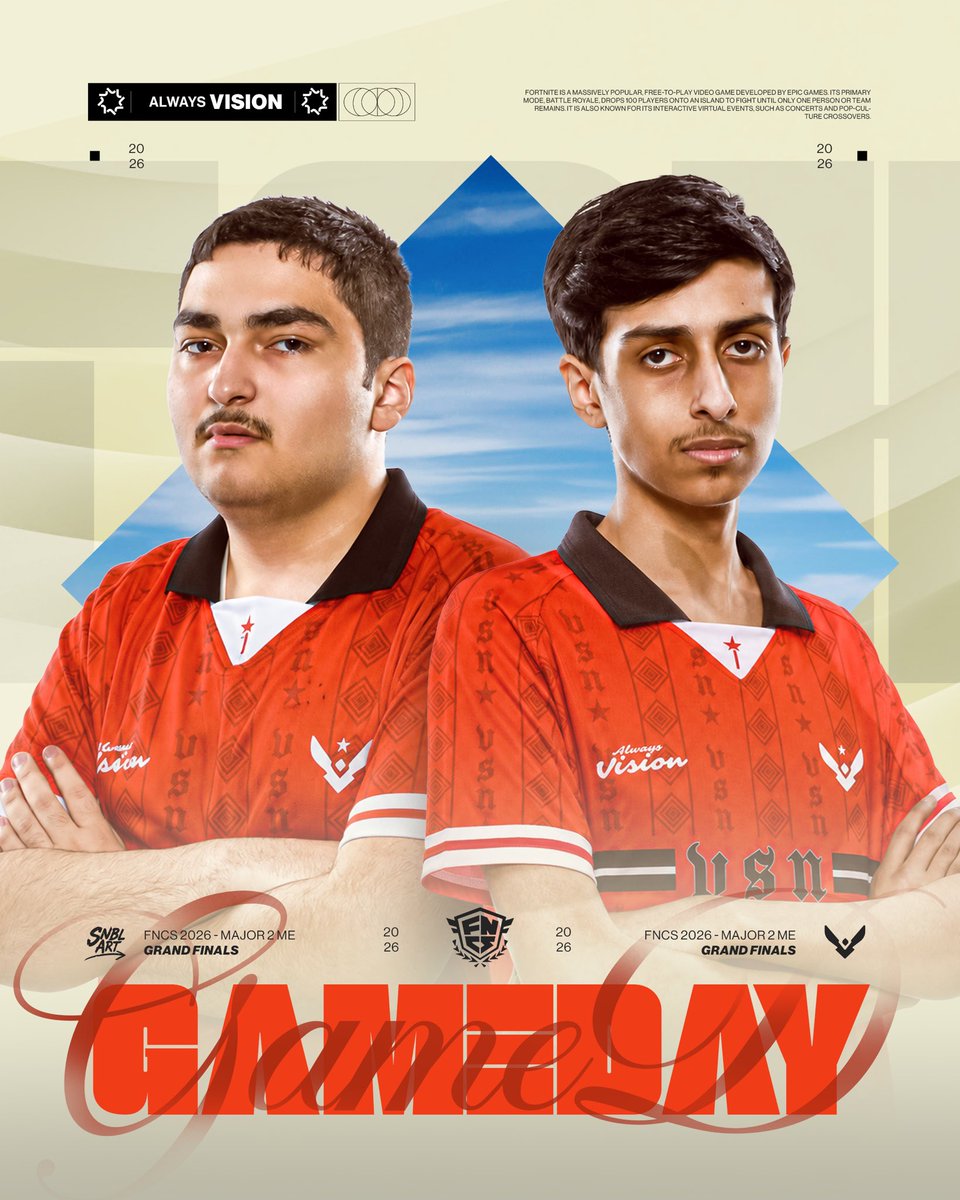 VisionEsportggs's tweet photo. 𝗙𝗡𝗖𝗦 𝗠𝗮𝗷𝗼𝗿 𝟮: 𝗠𝗶𝗱𝗱𝗹𝗲 𝗘𝗮𝘀𝘁 - 𝗚𝗿𝗮𝗻𝗱 𝗙𝗶𝗻𝗮𝗹𝘀
نهائي منتظر... و ما فيه شي يقدر يوقفنا 🦊
🕰️ 6:00PM بتوقيت المملكة
أساطيرنا مستعدين يفرضون سيطرتهم 🏅
#Fortnite | #AlwaysVision https://t.co/pCg8n6Uxtg