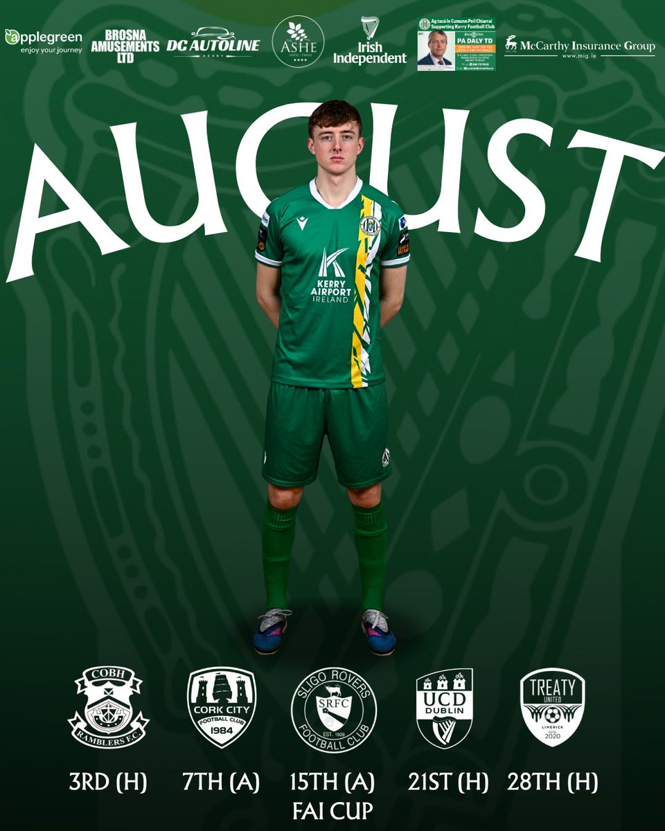 KerryFC's tweet photo. August is upon us and it's another busy month ahead for the Kingdom

Be with us all the way - https://t.co/GiQn8zxlX2

#WeAreKerryFC https://t.co/5dQmO8TZij