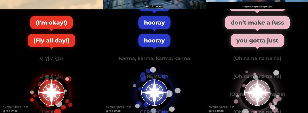 robimori_'s tweet photo. いつも直前に詰め込んでは即忘れる自分のために、 MV と 掛け声の歌詞を同時に再生できるツールを作りました！
現場前の予習や投票券集めの息抜きにどうぞ

・GAME：掛け声に合わせてタップ
・AUTO：自動再生でタイミングをチェック

⸜ SKZ掛け声プレイヤー ⸝⁠
https://t.co/ODfgR67Hfr https://t.co/qi9xWK5OrB