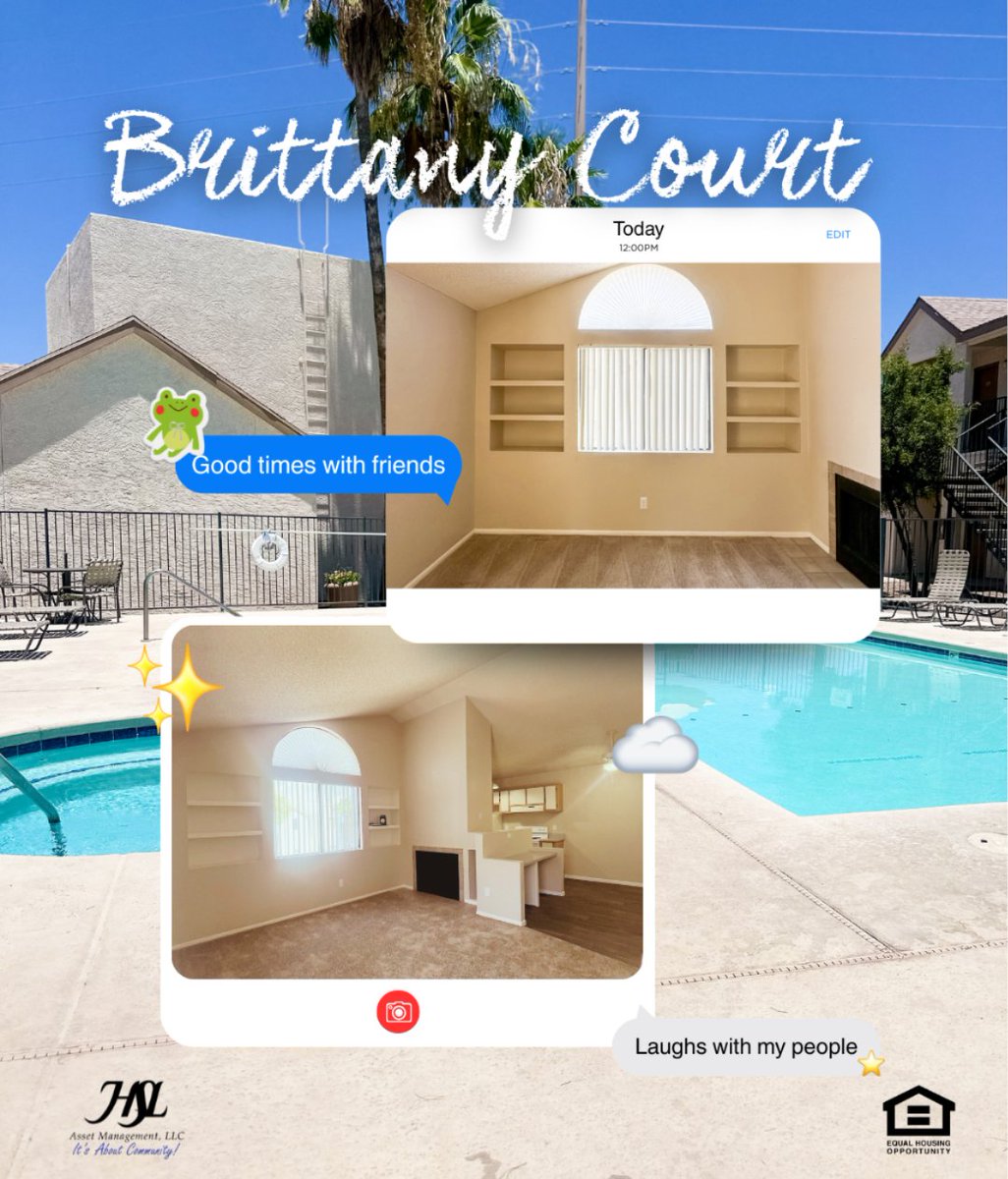 HSLBrittanyCrt's tweet photo. Ready to find your next home? Discover comfortable 1-bedroom apartments perfect for move-in! Enjoy a welcoming community and great amenities. 🏡✨

#ItsAboutCommunity #HSLProperties #HSL #Arizona #HSLLiving #Home

HSL Asset Management, LLC.
[Equal Housing Opportunity] https://t.co/qANnSsUW8B