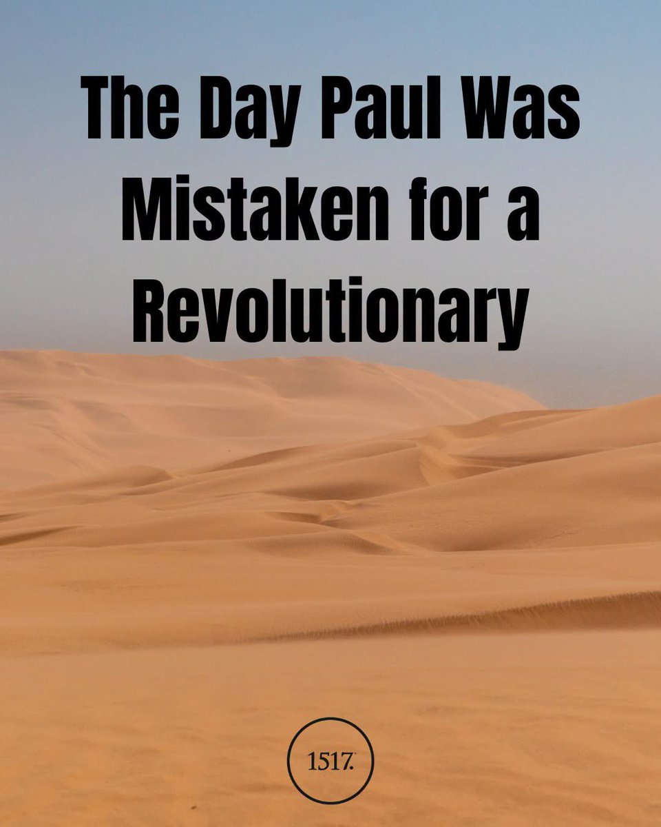 birdchadlouis's tweet photo. The Apostle Paul was an Egyptian revolutionary who led thousands of assassins into the wilderness.

Well, no, not really. But he was mistaken for that man.

In Acts 21, which we read today in Bible in One Year, the Roman commander asked Paul, "Are you not the Egyptian, who recently stirred up a revolt and led the four thousand men of the Assassins out into the wilderness?" (Acts 21:38).

Who was this Roman talking about?

According to the Jewish historian Josephus, an Egyptian Jew gathered thousands of followers around AD 55. He led them to the Mount of Olives, promising that, at his command, the walls of Jerusalem would collapse, echoing Joshua's conquest of Jericho. Before anything happened, however, the Roman governor Felix attacked. Many of his followers were killed or captured, while the Egyptian himself escaped.

Why would anyone follow such a man?

Because first-century Judaism was on fire with messianic expectation. The prophets had promised a coming Messiah. Israel longed for deliverance from Rome. Charismatic leaders repeatedly arose claiming to be prophets, deliverers, or God's chosen instruments.

Acts itself mentions two such figures. Theudas gathered followers before being killed (Acts 5:36). Judas the Galilean led a revolt against Rome (Acts 5:37). Even after the New Testament period, Simon bar Kokhba was hailed by many, including the renowned Rabbi Akiva, as the Messiah during the Jewish revolt against Rome in AD 132-135.

Jesus entered a world filled with would-be deliverers. But unlike them, he never gathered an army, called for revolt, or promised military victory. He rode into Jerusalem, not on a warhorse, but on a donkey. He conquered, not by taking lives, but by laying down his own and taking it up again in his resurrection.

The Christian message did indeed turn the world upside down, or perhaps better, turned it right side up. But it did so not by bloodshed, military conquest, or political revolution, but by proclaiming the gospel, through which God destroys arguments and every lofty opinion raised against the knowledge of him and takes every thought captive to obey Christ (2 Cor. 10:4-5).