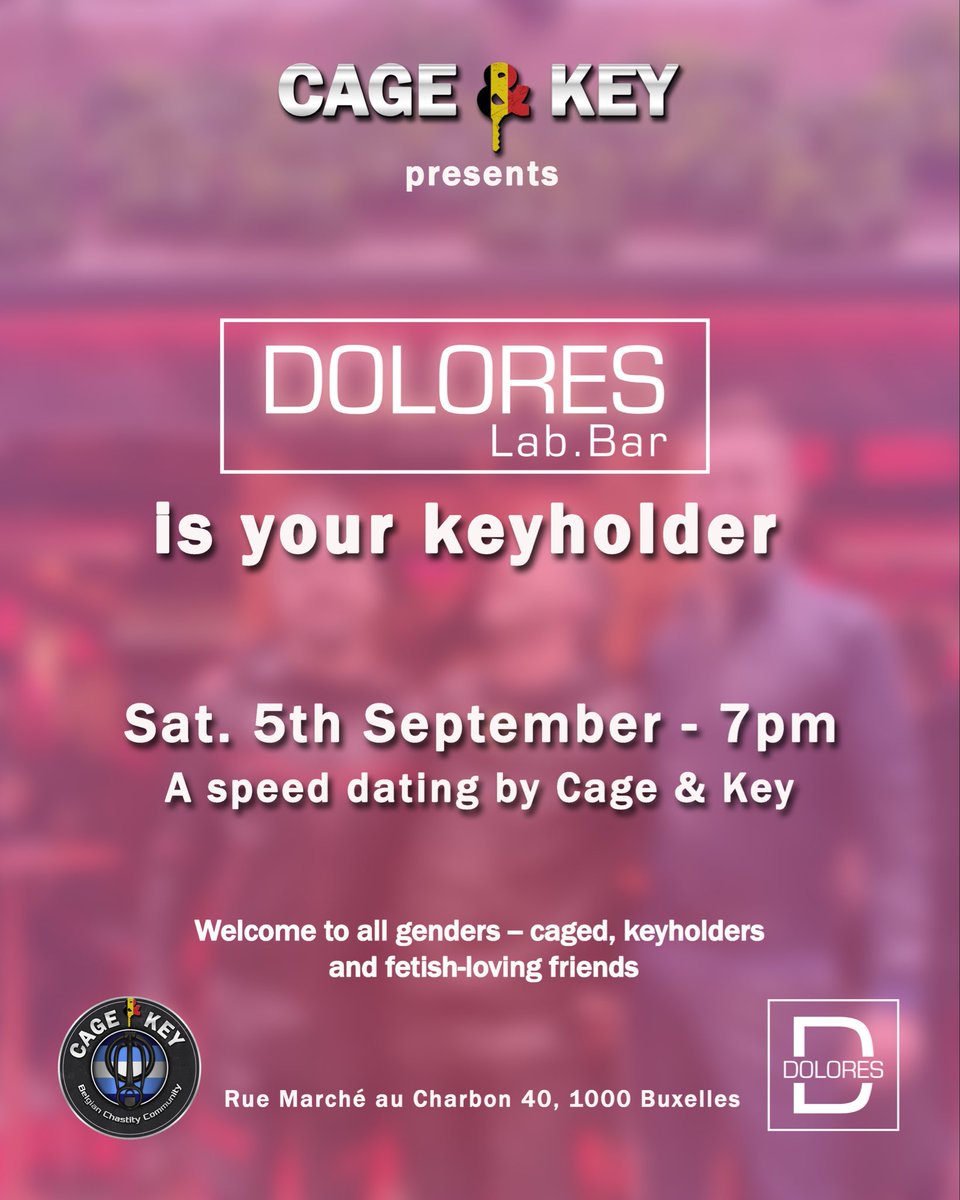cageandkeybe's tweet photo. 🔐 Meet your keyholder. Find your caged. Lock the agenda!

Join us for a unique speed dating &amp; social evening at Dolores Bar!

Meet new people and make meaningful connections in a friendly and inclusive ⚧︎ atmosphere. https://t.co/au3X5vjdWu