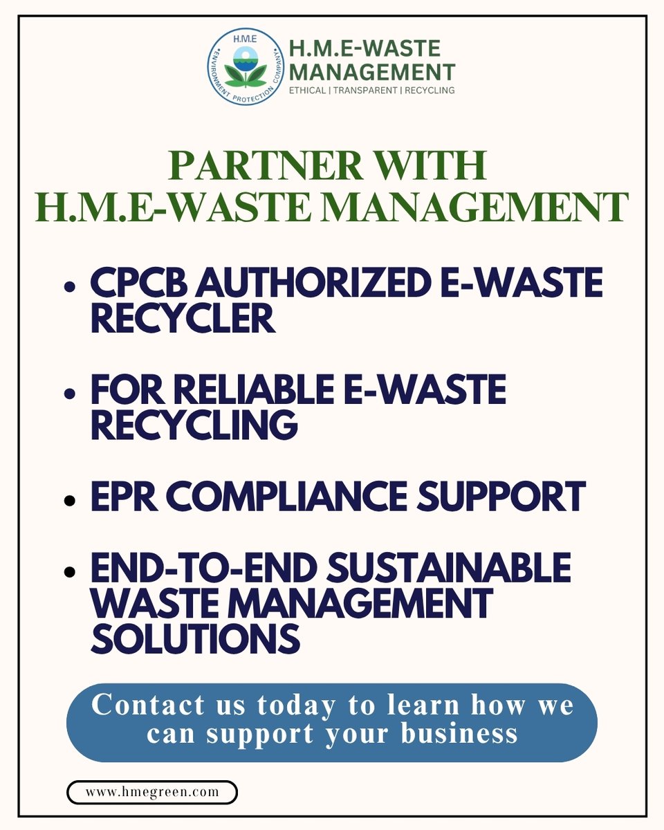 hmegreen's tweet photo. 📢 Regulatory Update: CPCB has mandated GST-linked e-Invoices for E-Waste Recyclers to strengthen transparency and traceability in EPR Certificate generation. Stay compliant with the latest requirements. ♻️ #CPCB #EWaste #EPR #GST #Compliance #CircularEconomy https://t.co/Ukq4cZp9X3
