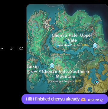 AKA4SH1's tweet photo. Proof 5 

Chenyu, Fontaine, and Sea of Bygone 100% exploration💜 https://t.co/RKLf8K5GHp