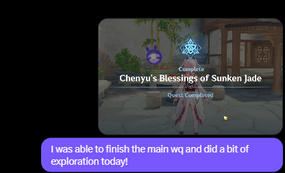 AKA4SH1's tweet photo. Proof 5 

Chenyu, Fontaine, and Sea of Bygone 100% exploration💜 https://t.co/RKLf8K5GHp