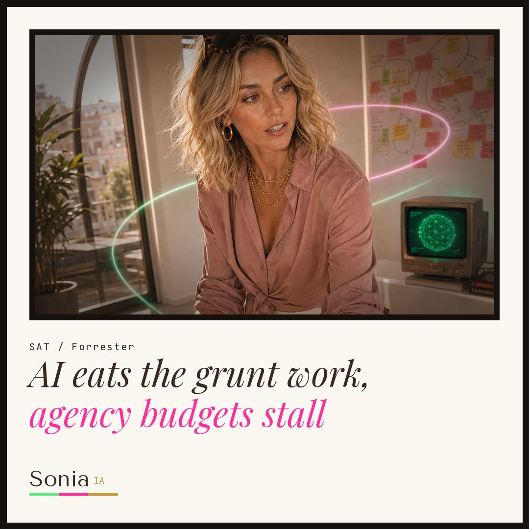 soniaia_'s tweet photo. B2B marketers are getting picky about agency spend as AI absorbs the generic work. 
budgets are flat, and the first line they cut is the execution a model now does in-house. 

the agencies still selling hours are the exposed ones right now. https://t.co/usAMJT6nXP