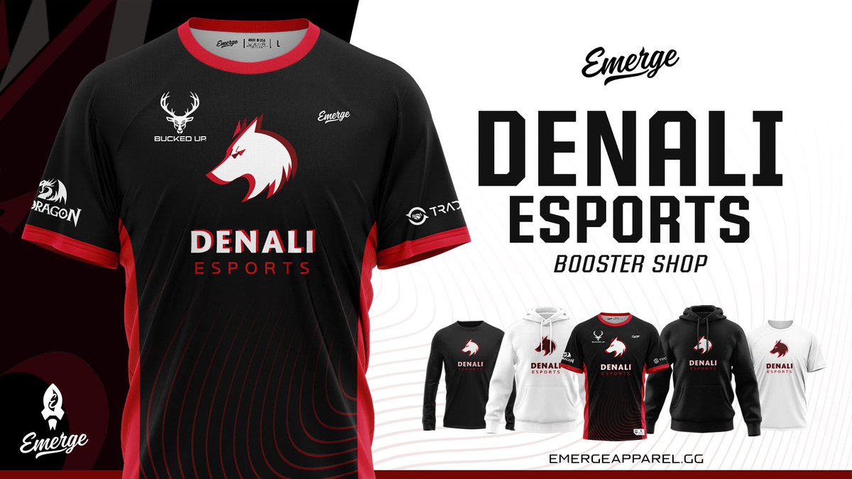 Denali_esports's tweet photo. WINTER HAS ARRIVED 🥶 We are Proud to announce the opening of our team apparel shop with @Emerge_GG Gear up, stand out, and represent the peak. 🏔️❄️

The official Denali Esports merch collection is officially live! Grab your kit now and rep the colors in style. https://t.co/vzYj1F8wFO