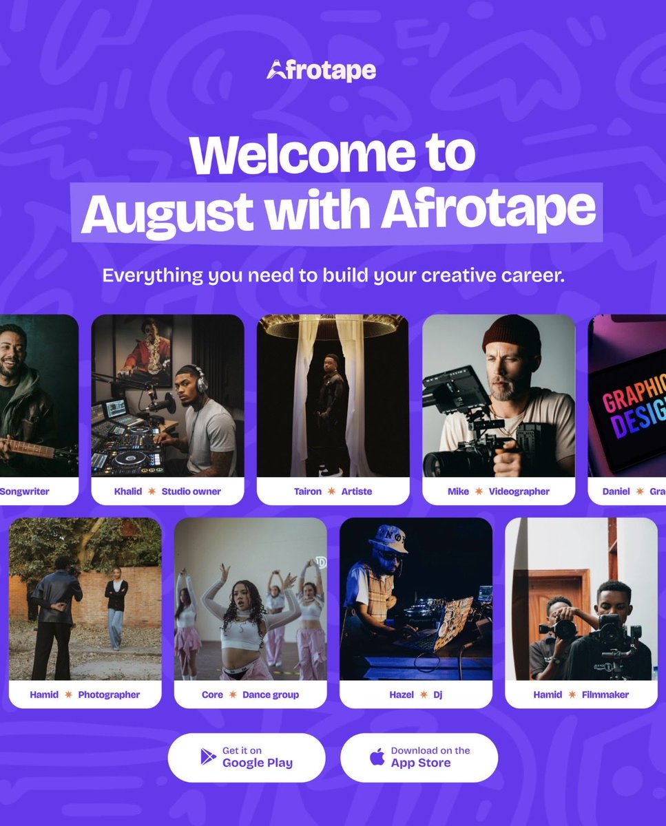afrotape_app's tweet photo. New month. New opportunities to create, collaborate, and grow.

Find creatives, showcase your skills, rent gear, and connect with industry professionals on AFROTAPE.

📲 Download AFROTAPE on the App Store and Google Play. https://t.co/SAkreXCKOJ