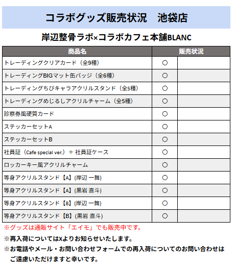 cchcd_BLANC_ikb's tweet photo. 岸辺整骨ラボ×コラボカフェ本舗BLANC

 【再入荷情報】池袋店
等⾝アクリルスタンド【A】(黒岩 直斗)
等⾝アクリルスタンド【B】(黒岩 直斗)
 
 上記商品が再入荷いたしました。
 欠品中は大変ご迷惑をおかけいたしました。

#岸辺整骨ラボ https://t.co/ecFs0GZcNY