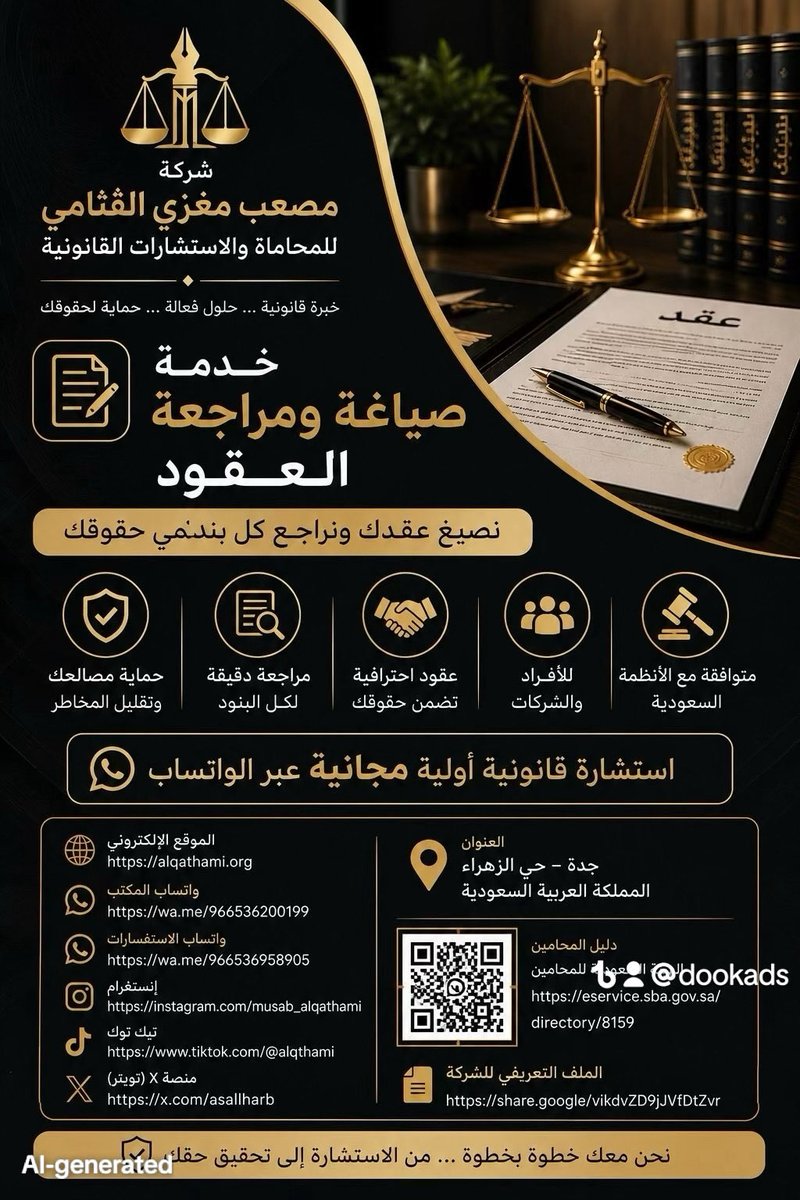 asallharb's tweet photo. #مصعب_القثامي
#شركة_مصعب_مغزي_القثامي_للمحاماة
#محامي
#محامي_جدة
#محامي_السعودية
#استشارة_قانونية
#استشارة_مجانية
#محاماة
#القانون
#القضاء
#القضايا_التجارية
#القضايا_العمالية
#الأحوال_الشخصية
#القضايا_العقارية
#صياغة_العقود
#التنفيذ
#تحصيل_الديون
#الشركات
#السعودية
#جدة https://t.co/72yDsIRQ1O