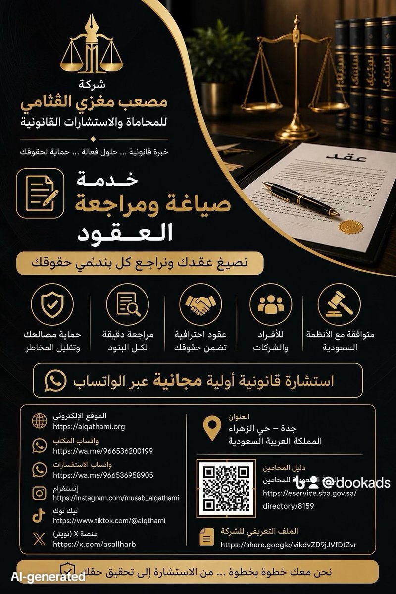 asallharb's tweet photo. #مصعب_القثامي
#شركة_مصعب_مغزي_القثامي_للمحاماة
#محامي
#محامي_جدة
#محامي_السعودية
#استشارة_قانونية
#استشارة_مجانية
#محاماة
#القانون
#القضاء
#القضايا_التجارية
#القضايا_العمالية
#الأحوال_الشخصية
#القضايا_العقارية
#صياغة_العقود
#التنفيذ
#تحصيل_الديون
#الشركات
#السعودية
#جدة https://t.co/ds4HQS2vrQ