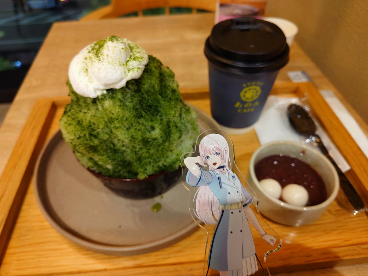 wataraiger's tweet photo. MyGO!!!!! 9thから2週間経ち、KITTE大阪のあのんカフェへ。
抹茶かき氷をいただきました。
昨年にお店の存在を知り、今夏になって初めてかき氷を注文しました。
#つなぎ目の向こうに
#kyotoあのんcafe
#京都祇園あのん https://t.co/Pf8fN0Z6cS