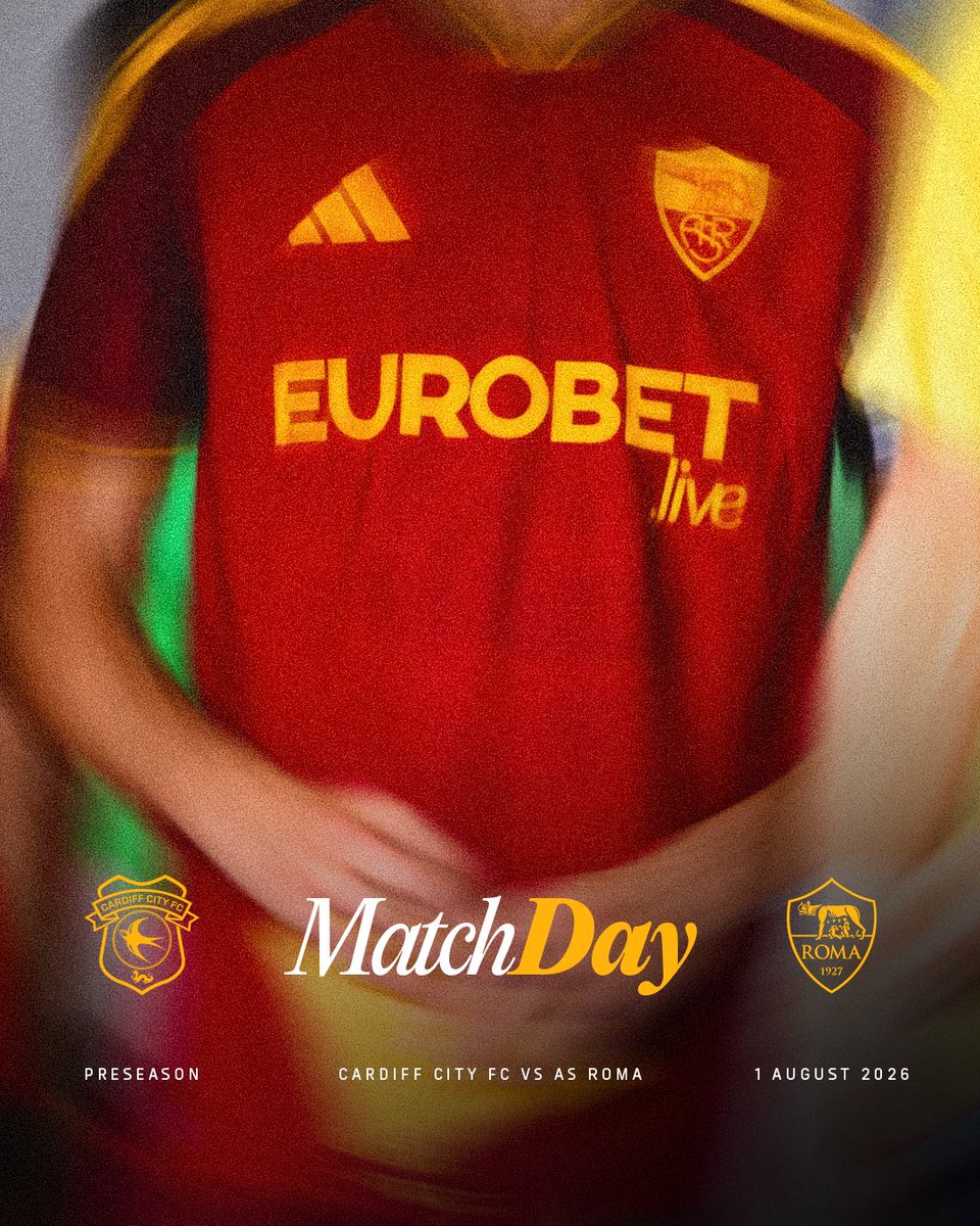 ASRomaEN's tweet photo. ⚽ Cardiff City Fc 🆚 AS Roma
🏟️ Cardiff City Stadium
🕰️ 15.00 local time (16.00 🇮🇹)

#ASRoma https://t.co/MY3MU0bsxY