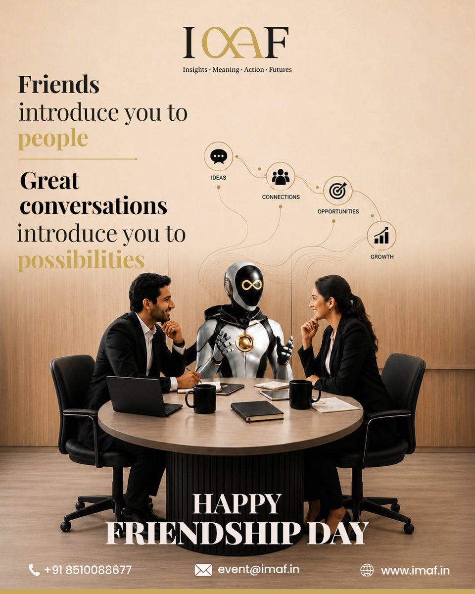 IMAFPlatforms's tweet photo. Some friendships introduce us to people. Great conversations introduce us to possibilities.
At IMAF, we believe meaningful conversations spark ideas, build trust, and create opportunities for lasting impact.

Happy Friendship Day! 💙

#FriendshipDay #Leadership #IMAF https://t.co/T0zgLQKgf7