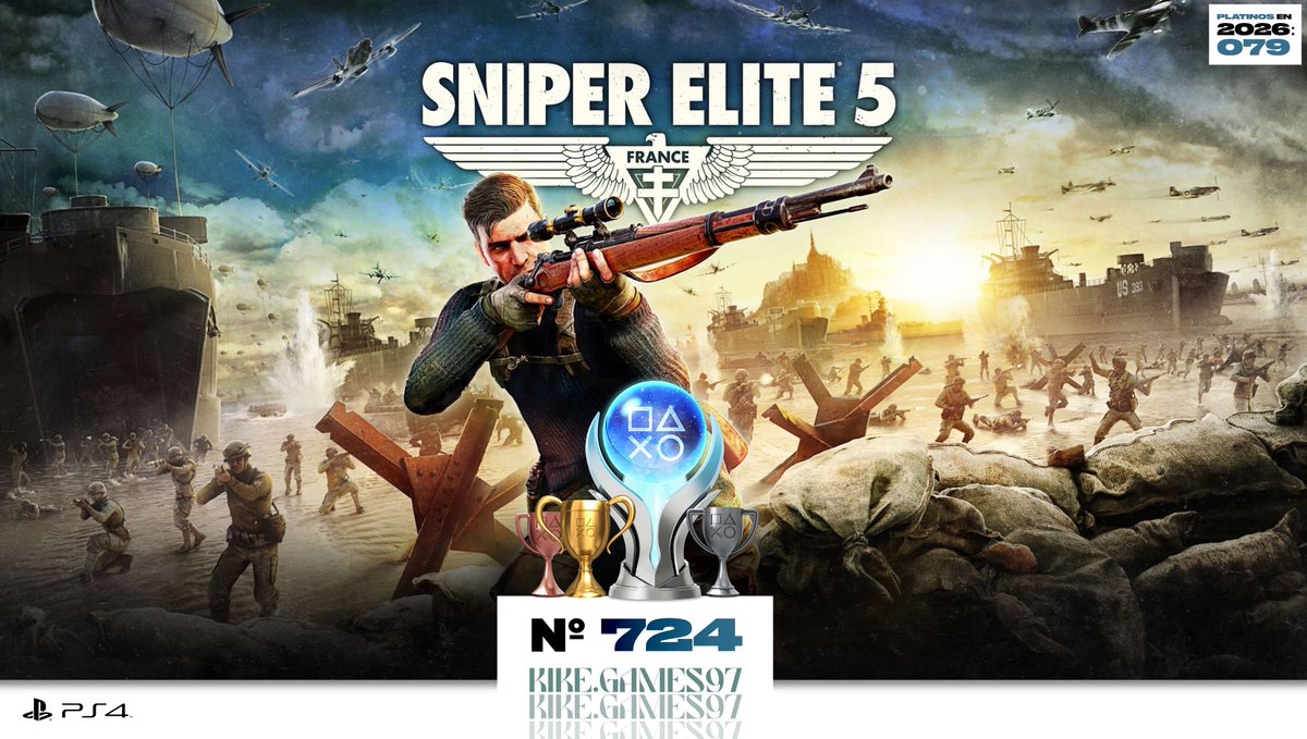 kikegames97's tweet photo. PLATINO 🏆 724:
SNIPER ELITE 5 🇫🇷

Seguimos con la limpieza.

Un juegazo de sigilo. Me recuerda salvando mucho las distancias a HITMAN.

Muy recomendable. No tiene perdibles y lo peor del platino es pasárselo en Máxima dificultad.

Recomendado ✅ 
79º Platino del año 🏆 https://t.co/Oe33iU6IWm