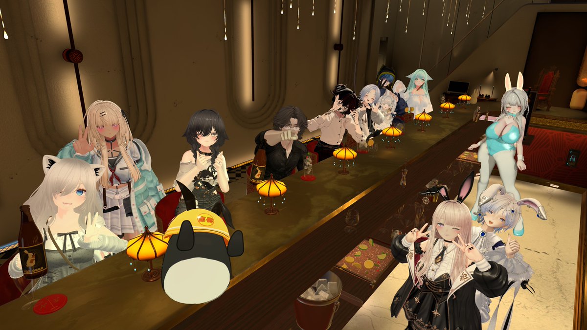 BB_yoiusagi's tweet photo. 改めて先日となりますがBunnybar-宵兎- 【Nocturnal】の開店記念にお越しいただきありがとうございました。
キャストが接客の合間に撮影した写真を共有したいと思います🐰🐇

今回の撮影者👯‍♀️
(@hayuatelier @acoo164) 

次回もみんなで飲んで楽しく話そう！
byくまルイ(@acoo164)

#VRChat #兎達の宴 https://t.co/hXXXXphlJK