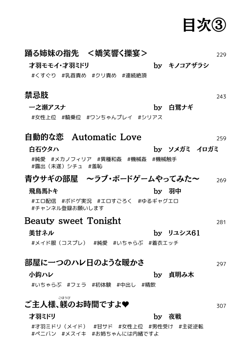 46no_kidou1004's tweet photo. 【参加者29名一覧（敬称略）】
⭐目次で担当作品・タグを確認可能
表紙：つだぬま（@tsudanuma_paint）
紺坊主 @com_bo2
コンポタ @conpota64
a-su @asu0989
ヨッシー
ミ浦かがみ ＠Miura_Kagami
ナシ・アジフ @nulagif
まーぼーどーふ @a28540035
らな2 @Rnapixi221
伊豆ジャルゴン @jargon01
チマネコ @chima_EXPlain
Silver師匠 @SliverMountain
七篠ナイショ @nanashinonaisyo
後無しず @Atonashi_xyz
アラベスク @arabesque_38
キノコアザラシ @kiraradake0125
白鷺ナギ @Nagiasaka
ソメガミ イロガミ @someiro_library
羽中 @Amp_labo
リユシス61 @riyusis61
貞明み木 @saki2199
夜戦 @46no_kidou1004
埴輪 @HannyGenshi2
ぶんき @yatanotori
北山カノン @K_Canon0723
常磐 @x_ToKiiiiiiwab
都部京樹 @Synthesis10XIC 
対馬 @tushimakouryuu
夏橘らね @lane_dfl