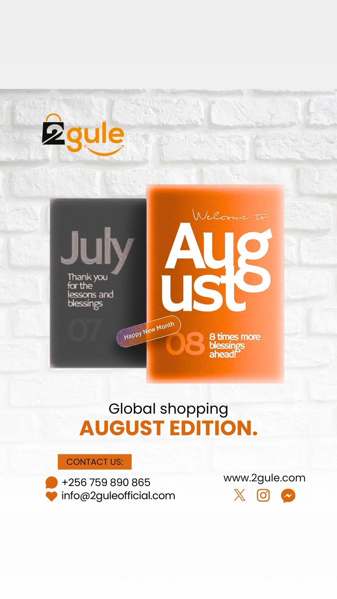 2guleOfficial's tweet photo. We're welcoming August with open arms and 8times more reasons to shop the world from right here in Uganda.

Whatever you've been eyeing abroad, this is your month to finally get it delivered.

+256 759 890 865/ https://t.co/bbqgPQPRSy 
#2gule #2guletotheworld #onlineshopping https://t.co/hTf5GtC1bW