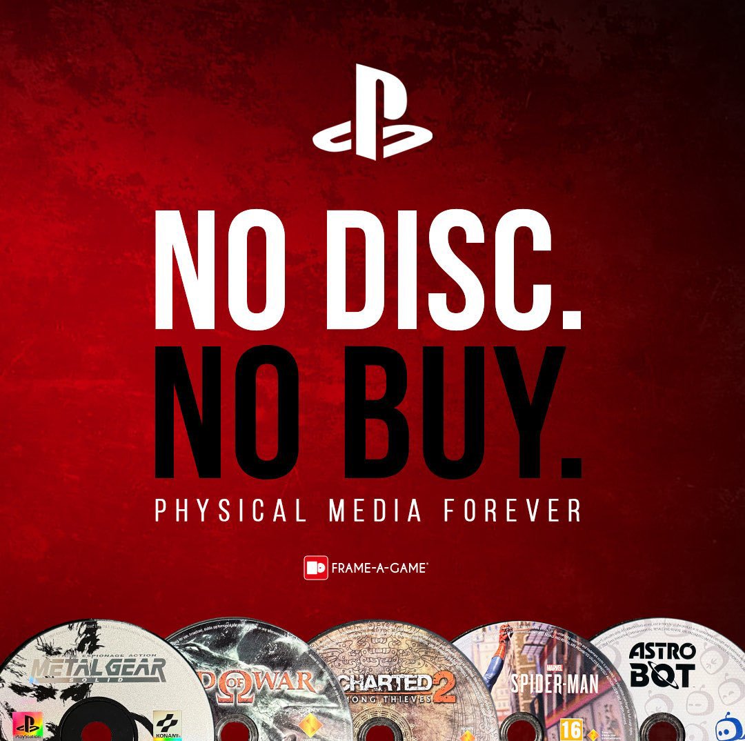 javilin85's tweet photo. 🖕🏻 @PlayStation @Sony #NoDiscNoBuy #FormatoFisico #PhysicalMediaForever https://t.co/6NfefzcCBL