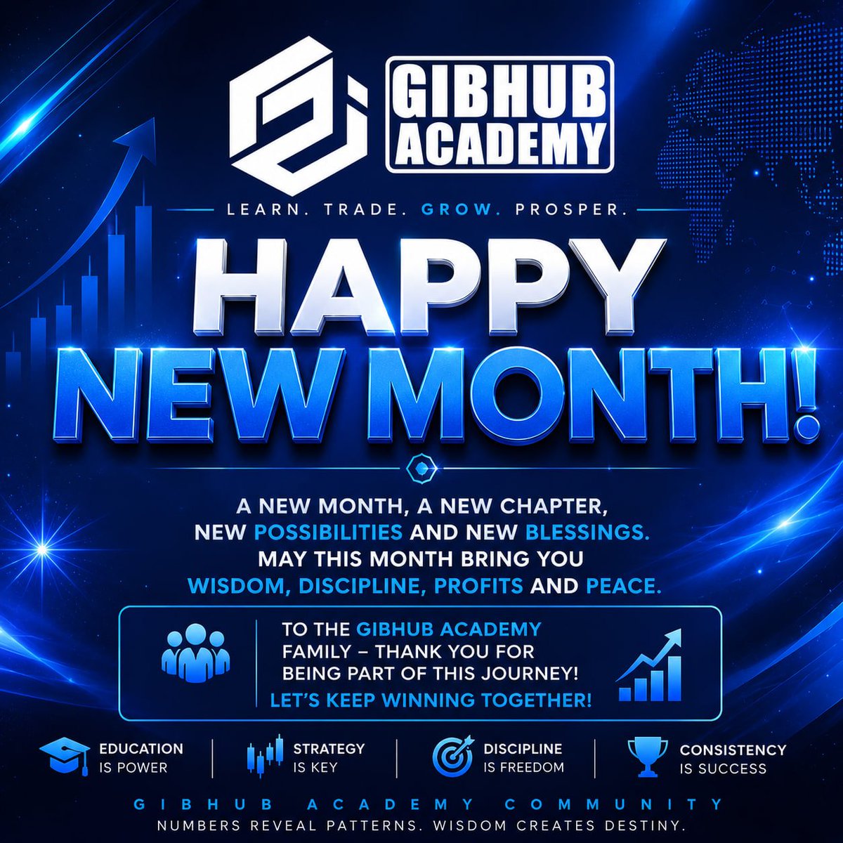 gibhub189's tweet photo. 🎉 HAPPY NEW MONTH, GIBHUB ACADEMY! 💙

Welcome to August! A new month means new opportunities, new goals, and new victories.May this month bring you:

📈 Consistent profits
🧠 Greater knowledge
💪 Discipline to follow your trading plan
🎯 The confidence to execute with precisionSuccess in the financial markets isn't about luck

—it's about education, strategy, discipline, and consistency.
Thank you for being part of the GIBHUB Academy family. 
Let's continue to learn, grow, and win together! 🚀

🔗 Join our free community: https://t.co/A3ymIJOS62

Numbers Reveal Patterns. Wisdom Creates Destiny.#HappyNewMonth #GIBHUBAcademy #Forex #Crypto #Trading #FinancialMarkets #Investing #TradingEducation #Discipline #Consistency #August2026