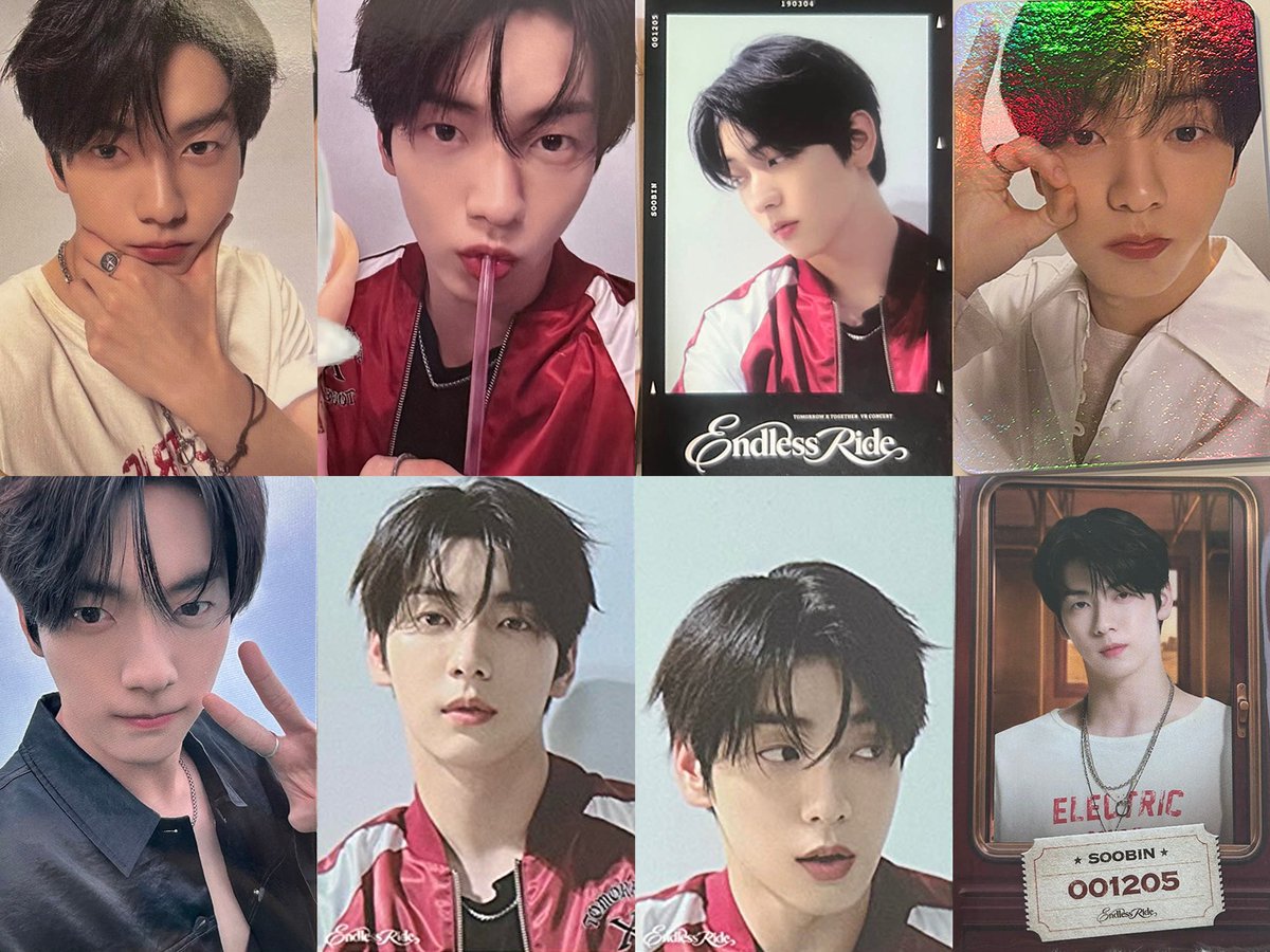 twelve05cm's tweet photo. soobin and his <endless ride> vr con related pcs / merch postcards 🖤

screening period 1 > period 2 > polaroid (which comes with the screening period 1/2 pc) > limited edition special pc

random pc for every 30k won merch purchase > 2 postcards > pocket concert card https://t.co/eBV5UNM5mL