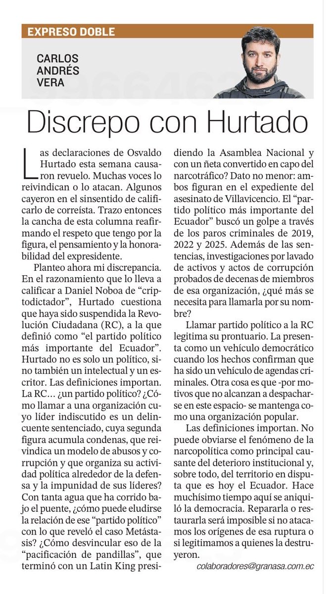 Polificcion's tweet photo. Hoy en @Expresoec. La RC, el “partido político más importante del Ecuador”. https://t.co/t0u0e1MXfY