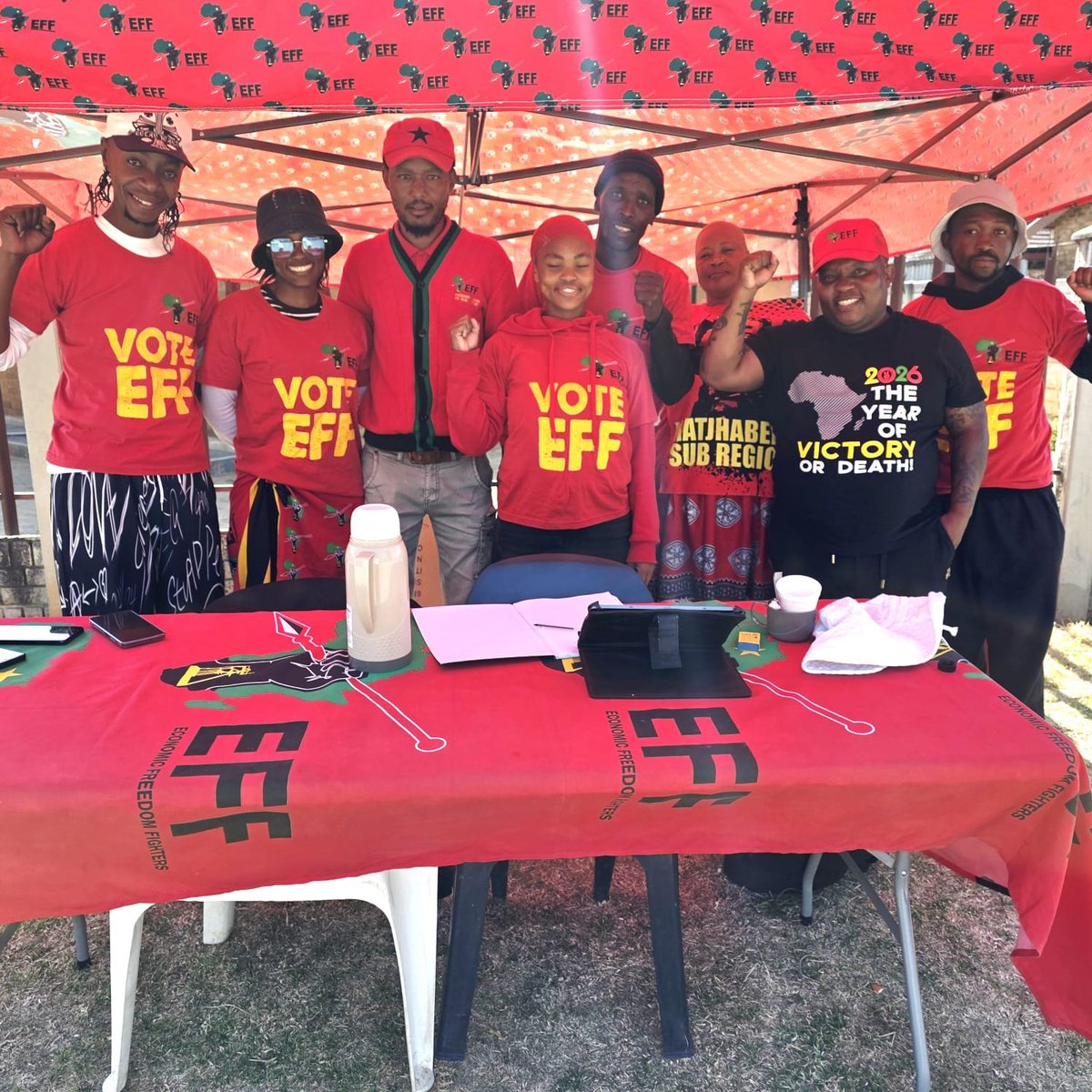 EFF_FreeState's tweet photo. 📍 TODAY📍

EFF Mayoral Candidate for Matjhabeng Local Municipality,  Fighter Thomas Macingwane at Itsoseng Primary School in ward20. 

Bring your ID to your nearest voting station so that we can check your voter registration status or register you to #VoteEFF

#RegisterToVoteEFF https://t.co/fyKsmbO4M7
