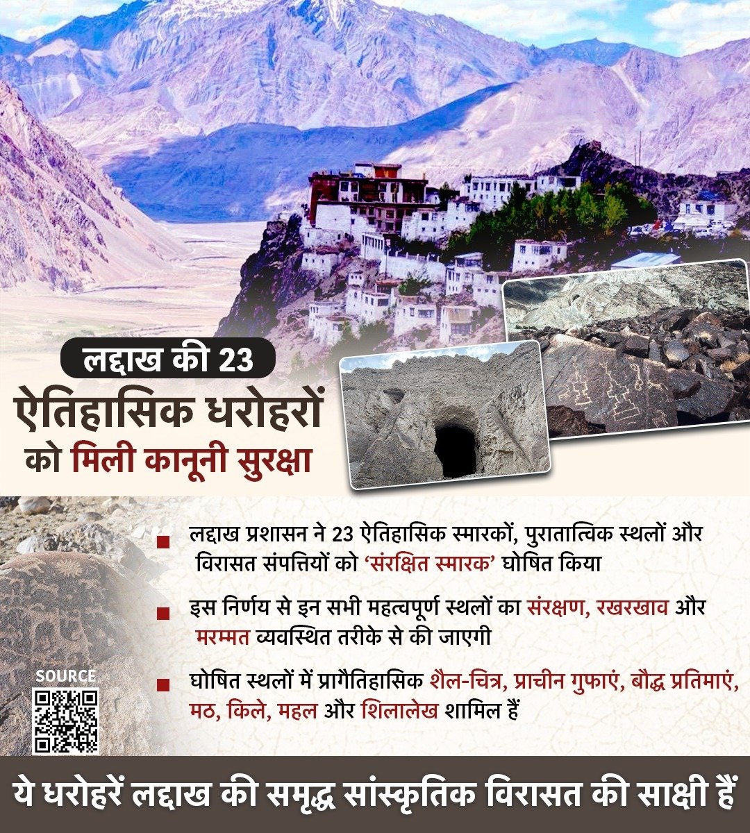 vinubhaiya's tweet photo. लद्दाख प्रशासन ने 23 ऐतिहासिक स्मारकों, पुरातात्विक स्थलों और विरासत संपत्तियों को ‘संरक्षित स्मारक’ घोषित किया https://t.co/KKYymEHJwW
