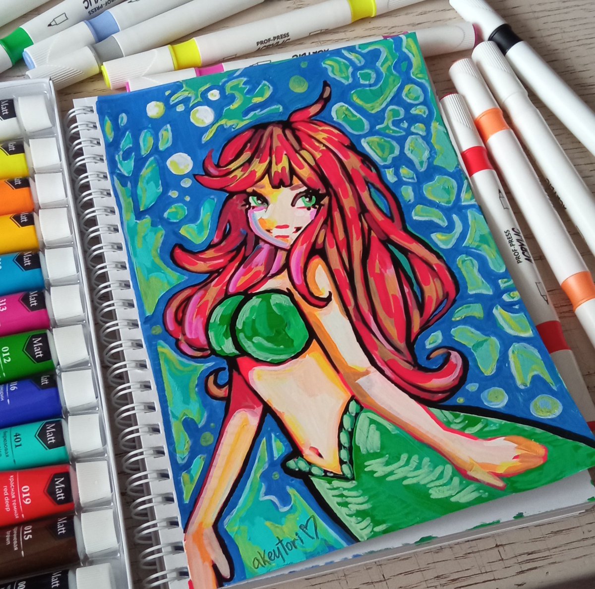 akeytori's tweet photo. I tried acrylic markers. I still don't know how to use them because my hands are shaking 🥲🥲 https://t.co/kidLGjy7LP