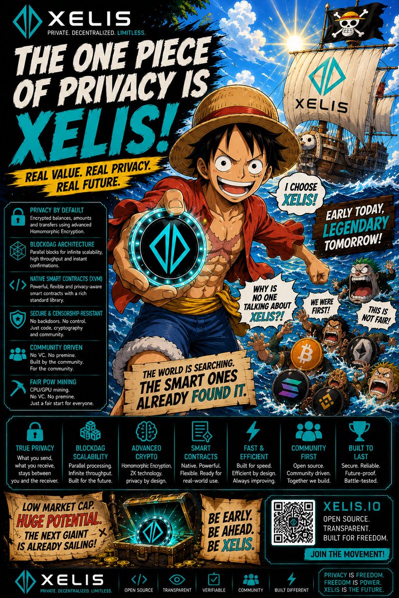 IAlasmawi's tweet photo. Not every treasure is buried beneath the sea. Some are hidden in plain sight, waiting for those willing to look beyond the noise. While most chase hype, others discover technology built to last. $XEL combines native privacy, BlockDAG architecture, smart contracts, fair PoW mining, and open source development into one vision. The greatest journeys begin before the crowd arrives. #Xelis #PoW #Web3‌‌ #cryptogems @xelis_project @xelis_fans @XelisForge @XELISFANS @alkazarauniiii @Eiichiro_Staff