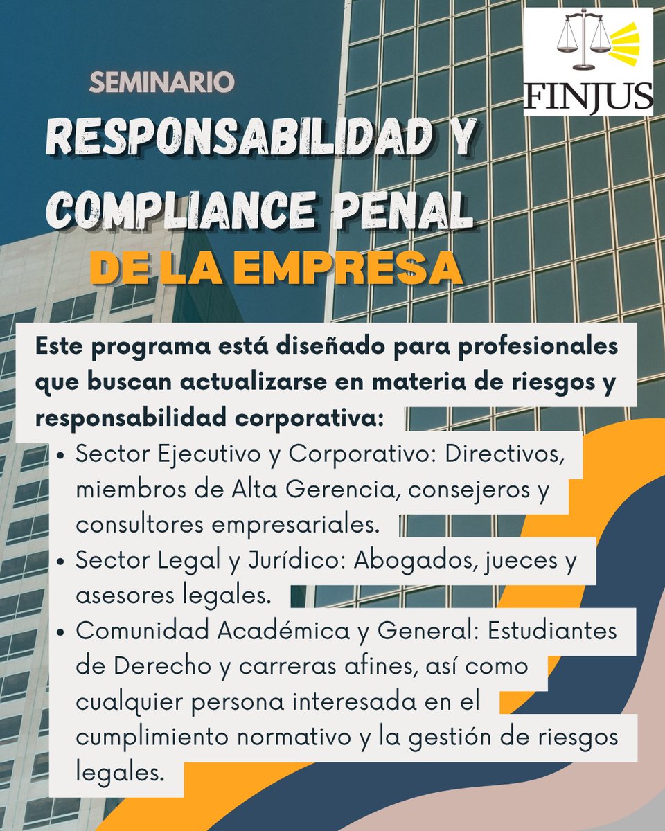 finjusrd's tweet photo. Sé el primero en 
¡Nuevo Seminario!
Responsabilidad y Compliance Penal de la Empresa

Fecha: jueves 17 de septiembre, 2026
Hora: 8:00am a 12:15pm
Reserva tu cupo.

Para mayor información e inscripción:
🖥️ ssuazo@finjus.org.do
☎️ 809 227- 3250 ext. 236
📱WP.809 227-3259 https://t.co/kZUuKWypLh