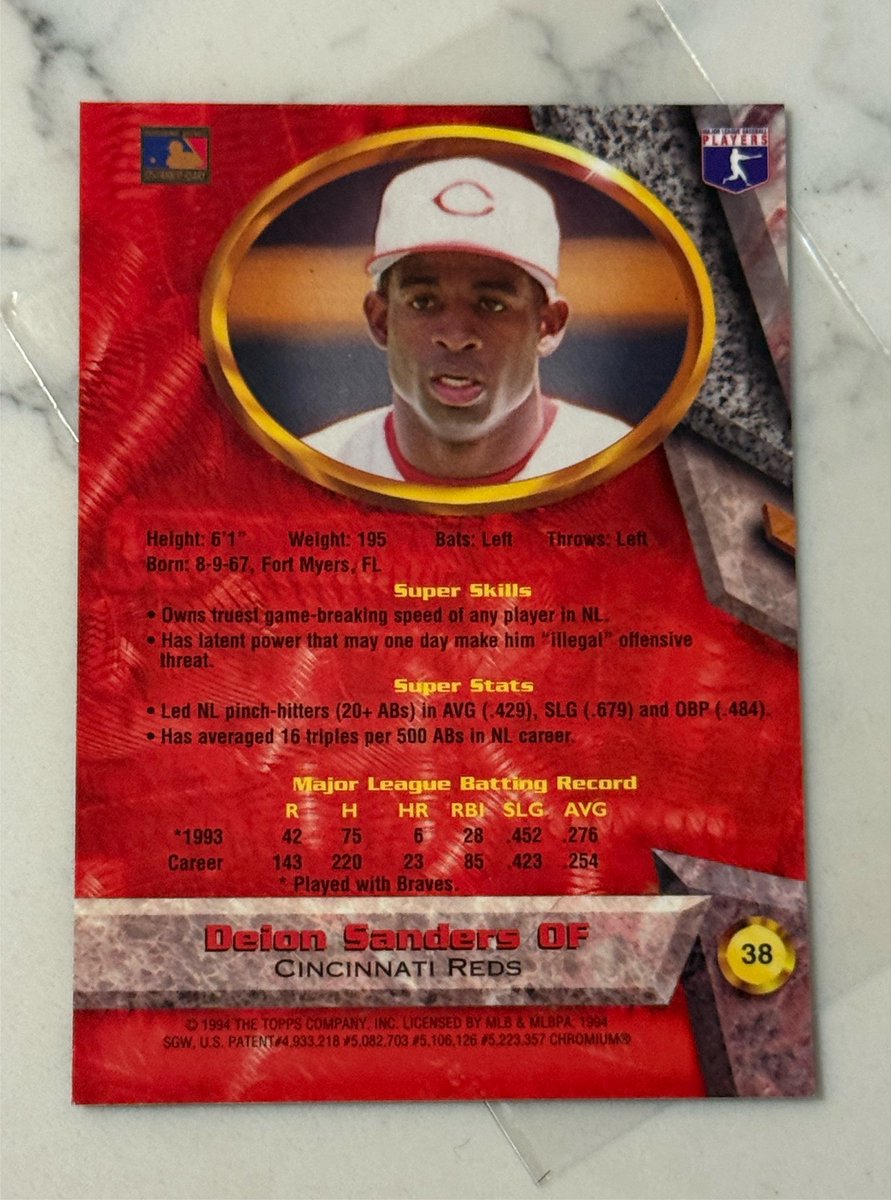 RyanCards617's tweet photo. Random card of the day: 1994 Deion Sanders - Cincinnati Red

 #baseball https://t.co/rYyte8zt0f