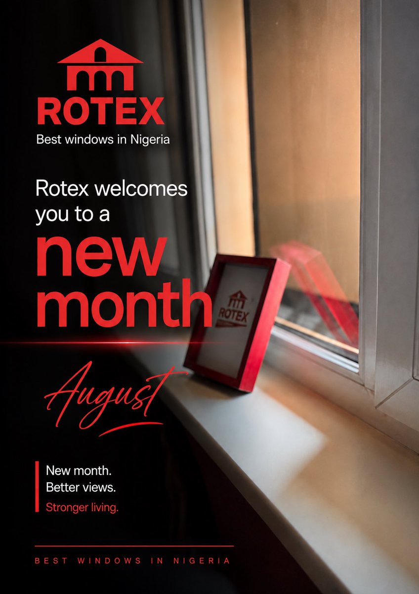 RotexglassNg's tweet photo. Welcome to August with Rotex—where German precision meets premium craftsmanship. Upgrade your space with premium Metal-uPVC windows and doors designed for comfort, durability, and lasting performance.

Make this the month you invest in better living. https://t.co/Ha4OGUKh9Y
