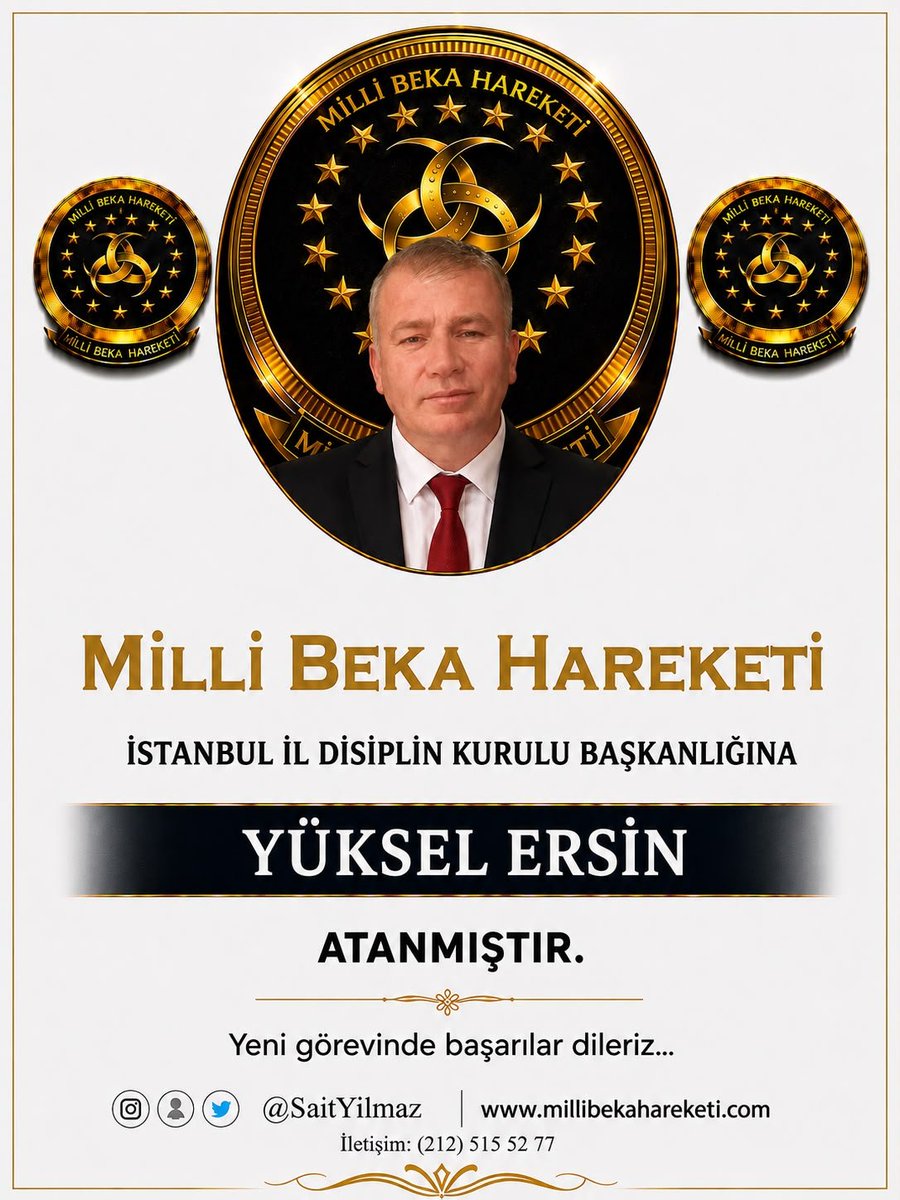 MBH_Medya's tweet photo. 🇹🇷 İSTANBUL'A YAKIŞAN GÜÇLÜ BİR GÖREVLENDİRME! 🇹🇷
Milli Beka Hareketi İstanbul İl Disiplin Kurulu Başkanlığı görevine Sayın Yüksel Ersin atanmıştır.
Medeniyetlerin başkenti, aziz İstanbul'umuza hizmet yolunda üstlendiği bu önemli görev dolayısıyla Sayın Başkanımızı gönülden tebrik ediyor; görevinde üstün başarılar diliyoruz.
İnanıyoruz ki adalet, kararlılık ve vatan sevgisiyle yürüteceği çalışmaları, İstanbul'un birlik ve beraberliğine değer katacaktır.
Yeni göreviniz hayırlı ve uğurlu olsun Sayın Başkanım. Allah yar ve yardımcınız olsun.
🇹🇷 Güçlü İstanbul, Güçlü Türkiye, Güçlü Gelecek! Vatanımıza ve milletimize hayırlı olsun. 🇹🇷

🇹🇷 Milli Beka Hareketi Genel Merkez Teşkilat Başkanlığı
@AliCoban52
@Mustafa42621867
@nesrintoygar
@Pol38878509Tlay
@pinarnarin11
@arda_altay07
@cuneytaltintas_
@YkselAtaso 
#MilliBekaHareketi #İstanbul #TürkiyeYüzyılı