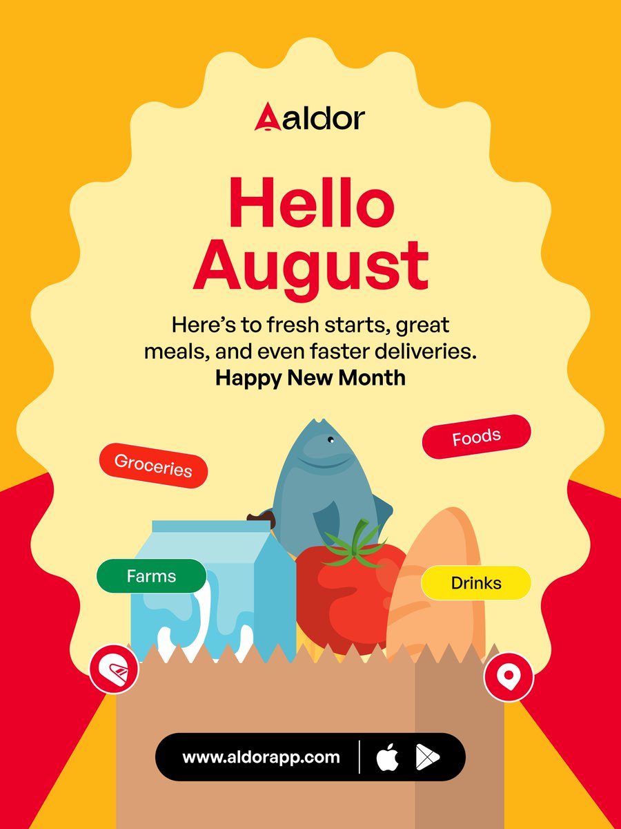 aldorhq's tweet photo. August is here, and we're excited for everything this new month brings.

Whether it's your favorite meal, groceries, or everyday essentials, we're here to make getting what you need.

Happy New Month from all of us at Aldor.

#Aldor #HappyNewMonth #FoodDelivery #Groceries https://t.co/uLDiBuAsFx